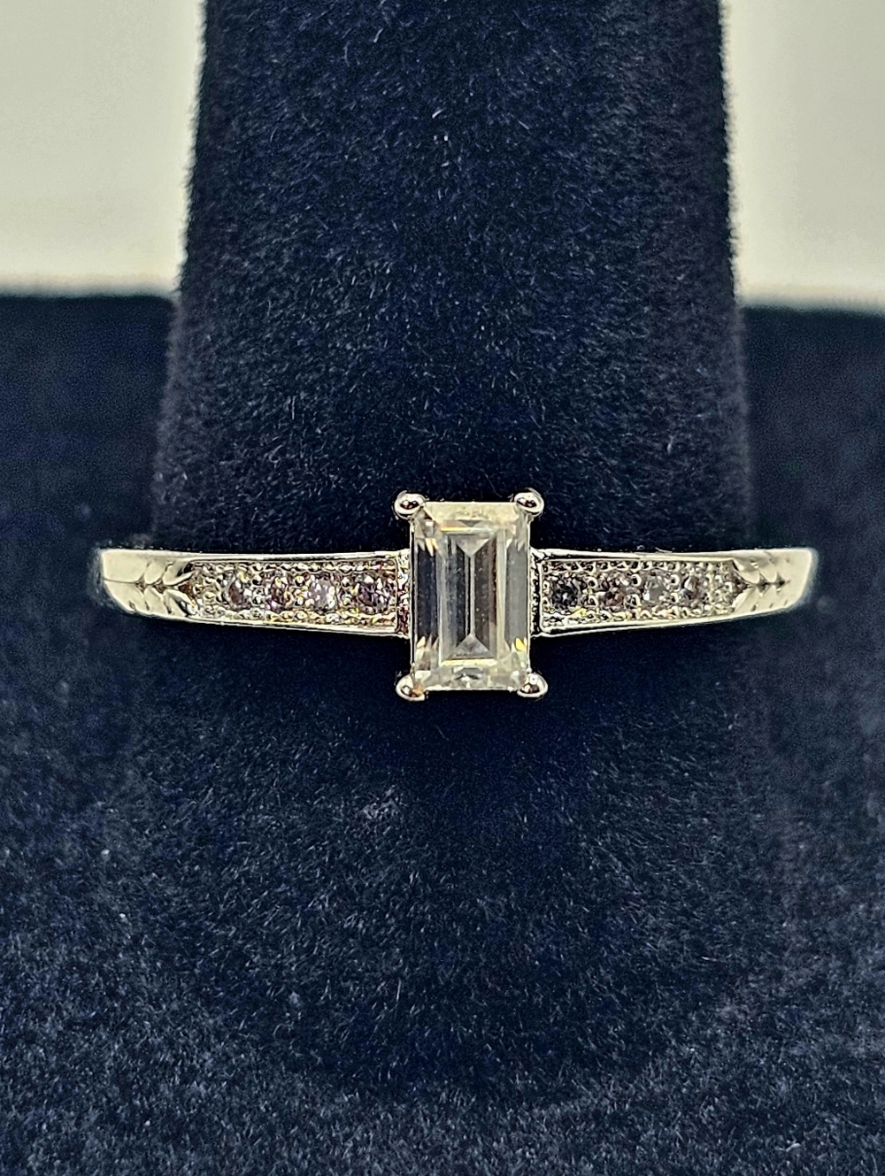 Classic Emerald-Cut Solitaire Moissanite Size 8